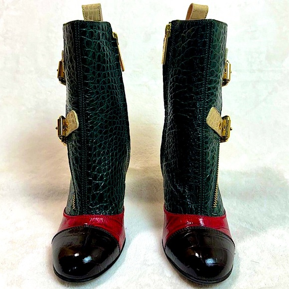 Luciano Padovan Italian Stylish Authentic Crocodile Skin Heeled Boots Size 36 - Picture 3 of 16